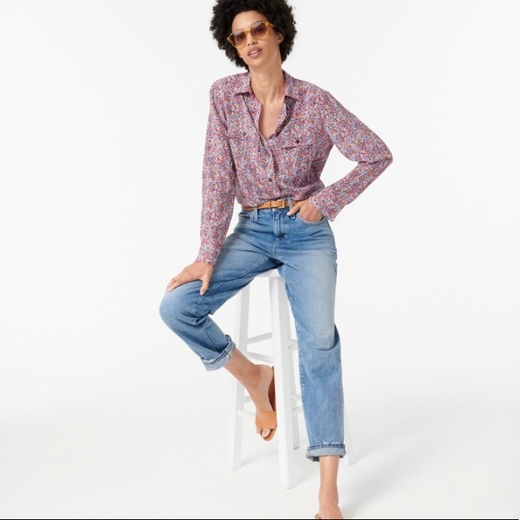 JCrew Classic-fit silk shirt in floral. Size 0. - Picture 2 of 16